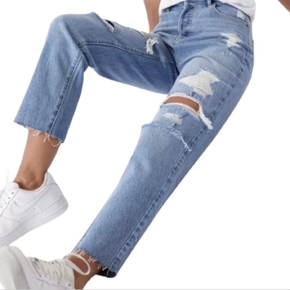 PacSun 30 High Rise Straight Jeans Distressed Button Fly Women’s Frayed Hems - Picture 1 of 12